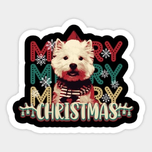 Cute Westie Merry Christmas Sticker